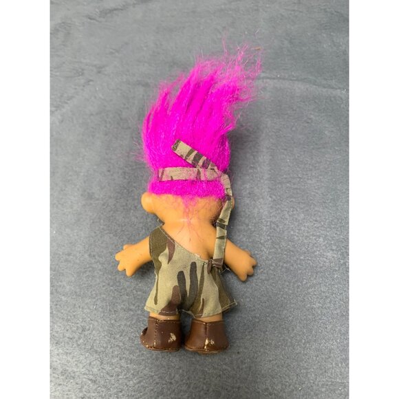 Vintage Russ Troll Doll 1980s Camouflage Outfit Pink Hair Collectible Toy - Picture 3 of 8